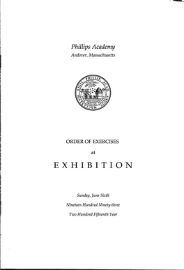 Phillips Academy Andover, Massachusetts ORDER OF