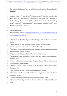 The Genomic Landscape of Tree Rot in Phellinus Noxius and Its