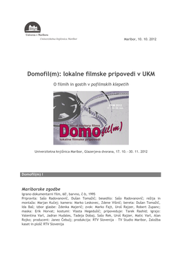 Domofil(M): Lokalne Filmske Pripovedi V UKM