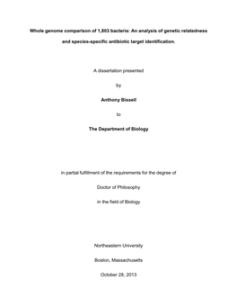 Whole Genome Comparison of 1,803 Bacteria: an Analysis of Genetic Relatedness