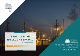 Électricité PROGRAMME D’ACTIONS DU GOUVERNEMENT PAG 2016-2021