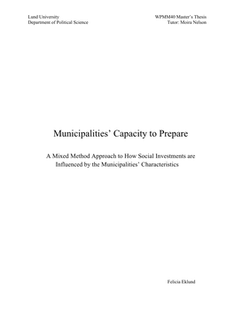 Municipalities' Capacity to Prepare