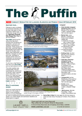 Free Community Newsletter for Llangoed, Glanrafon and Penmon  Issue 26 February 2019