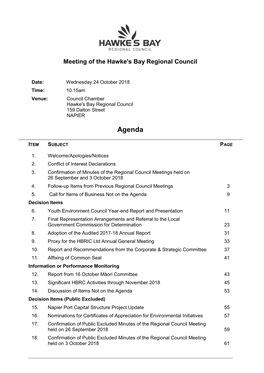 Agenda of Regional Council Meeting