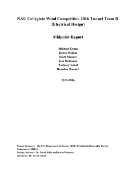 NAU Collegiate Wind Competition 2016 Tunnel Team B (Electrical Design)