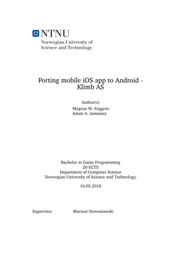 Porting Mobile Ios App to Android - Klimb AS