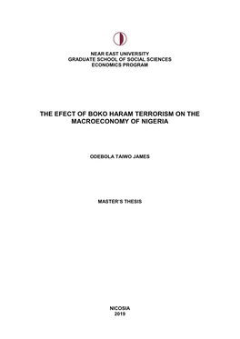 The Efect of Boko Haram Terrorism on the Macroeconomy of Nigeria