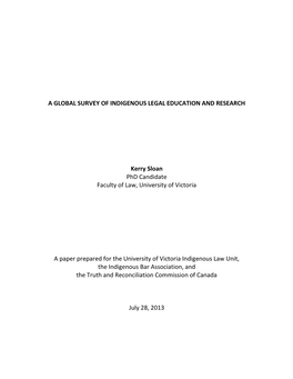 A Global Survey of Indigenous Legal Education and Research