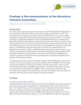 Findings & Recommendations of the Mountaire Pollution Committee