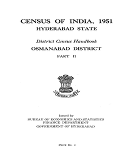 District Census Handbook, Osmanabad, Part II