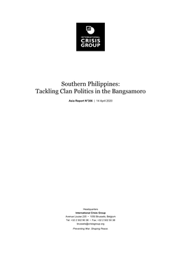 Southern Philippines: Tackling Clan Politics in the Bangsamoro