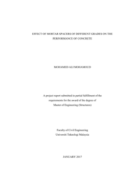 Effect of Mortar Spacers of Different Grades on the Performance of Concrete