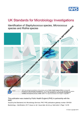 Identification of Staphylococcus Species, Micrococcus Species and Rothia Species 2019