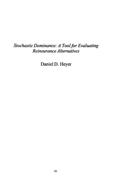 Stochastic Dominance: a Tool for Evaluating Reinsurance Alternatives