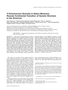 Y-Chromosome Diversity in Native Mexicans Reveals Continental