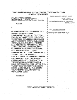 IN the FIRST JUDICIAL DISTRICT COURT, COUNTY of SANTA FE STATE of NEW MEXICO FILED 1St JUDICIAL DISTRICT COURT STATE of NEW -MEXICO, Ex Rel