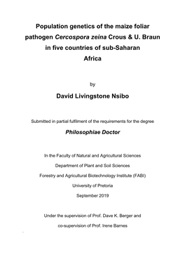 Population Genetics of the Maize Foliar Pathogen Cercospora Zeina Crous & U