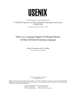 Filters As a Language Support for Design Patterns in Object-Oriented Scripting Languages