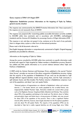 Informat Ation on the Common EU Targeting O U Guidelines of Tajiks