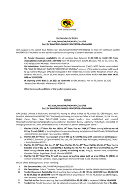 GAIL (India) Limited Corrigendum to Notice NO: GAIL/MUM/HR/PROPERTY/2021/03 SALE of COMPANY OWNED PROPERTIES at MUMBAI with Resp