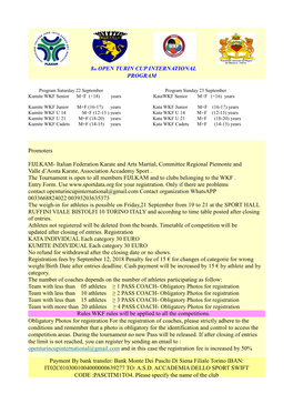 8Th OPEN TURIN CUP INTERNATIONAL PROGRAM