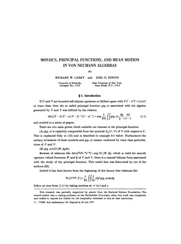 Mosaics, Principal Functions, and Mean Motion in Von Neumann Algebras