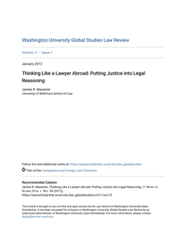 Thinking Like a Lawyer Abroad: Putting Justice Into Legal Reasoning