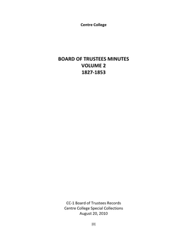 Board of Trustees Minutes Volume 2 1827-1853