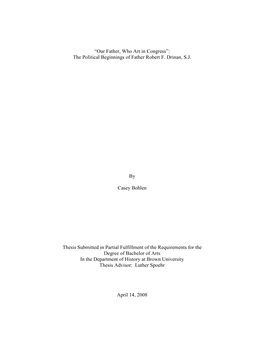 “Our Father, Who Art in Congress”: the Political Beginnings of Father Robert F