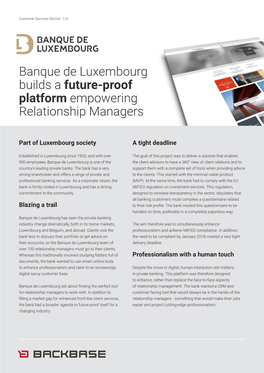 Banque De Luxembourg Builds a Future-Proof Platform Empowering Relationship Managers