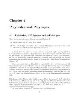 Chapter 4 Polyhedra and Polytopes