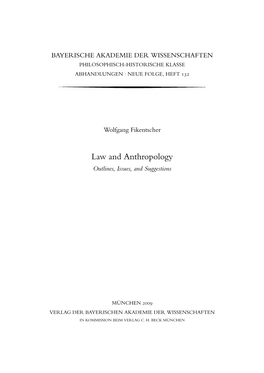 Law and Anthropology Outlines, Issues, and Suggestions