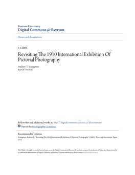 Revisiting the 1910 International Exhibition of Pictorial Photography