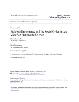 Biological Inheritance and the Social Order in Late-Victorian Fiction and Science" (2011)