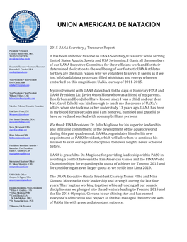 Report to the UANA Congress of UANA Secretary Treasurer