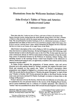 John Evelyn's Tables of Veins and Arteries: a Rediscovered Letter