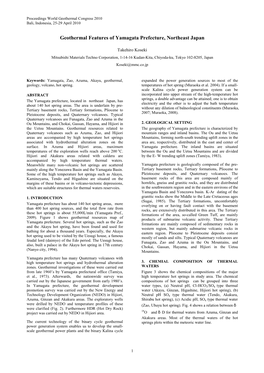 Geothermal Features of Yamagata Prefecture, Northeast, Japan