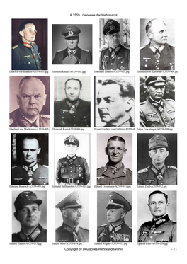 Generale Der Wehrmacht Copyright by Deutsches Wehrkundearchiv