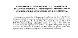 Laboratory Infection of Garypus Californicus (Pseudoscorpionida, Garypidae) with Neoaplectanid and Heterorhabditid Nematodes (Rhabditoidea )