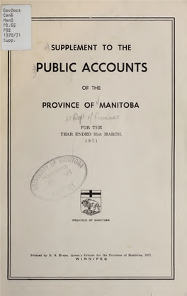 Supplement to the Public Accounts of the Province of Manitoba