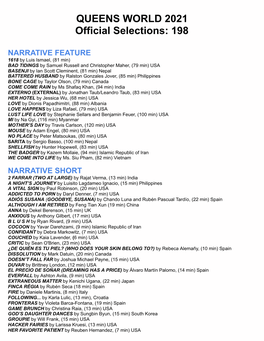 QWFF Film Archive List 2011