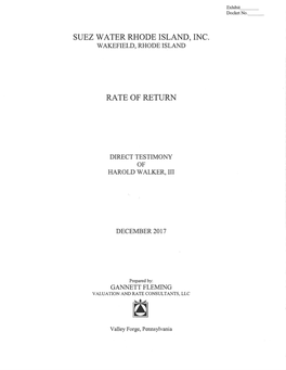 Suez Water Rhode Island, Inc. V/Akefield, Rhode Island