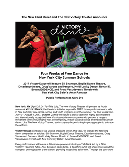 Four Weeks of Free Dance for New York City Summer Schools