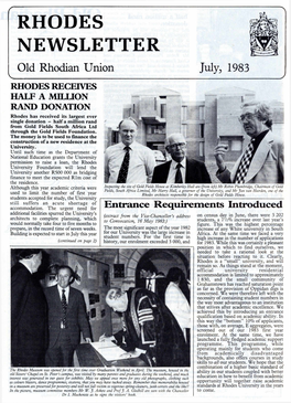 RHODES NEWSLETTER Old Rhodian Union July, 1983