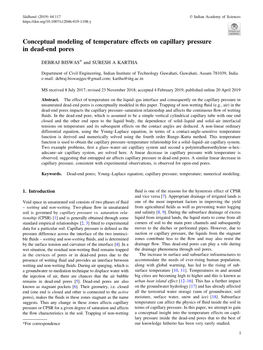 Conceptual Modeling of Temperature Effects on Capillary Pressure in Dead-End Pores