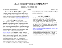 Utah Conservation Community Legislative Update