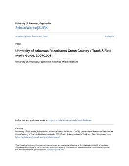 University of Arkansas Razorbacks Cross Country / Track & Field Media