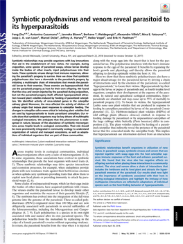 Symbiotic Polydnavirus and Venom Reveal Parasitoid to Its Hyperparasitoids