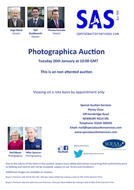 Photographica Auction Tuesday 26Th January at 10:00 GMT