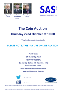 The Coin Auction Thursday 22Nd October at 10.00
